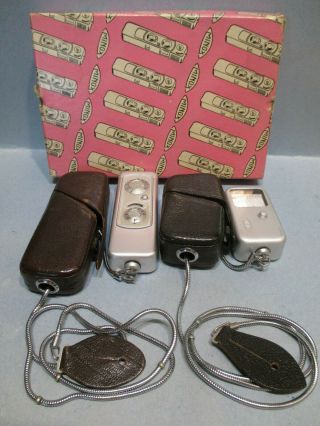 Vintage Minox Spy Camera And Light Meter In Leather Cases