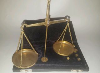 Vintage Brass Cased Portable Travelling Jewellery Apothecary Scales