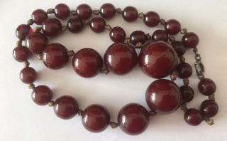 Antique Cherry Amber Bakelite Beads Necklace 51 Gms