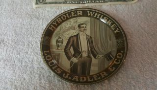 Early 1900s Tin Litho Advertising Tip Tray Hyroler Whiskey Louis J.  Adler & Co.