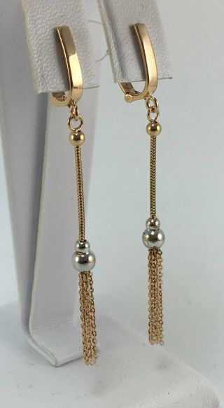 Huge Vintage Solid Gold 14k 585 Women Earrings Fashion Jewelry