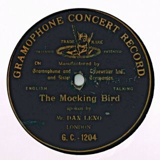 Dan Leno Rare Music Hall Single Sided G&t - The Mocking Bird