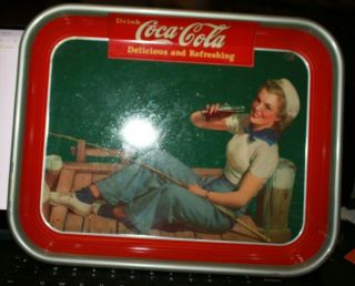 Coca - Cola 1940 Metal Tray Sailor Girl American Art Coshocken