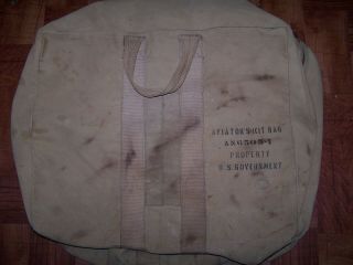 Vintage Ww2 U S Aviators Canvas Kit Bag Ang 505 - 1 Us Government