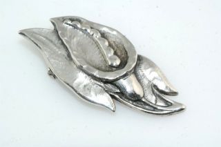Peer Smed Sterling Silver Arts & Crafts Clip Pin Brooch Handwrought 1935 2