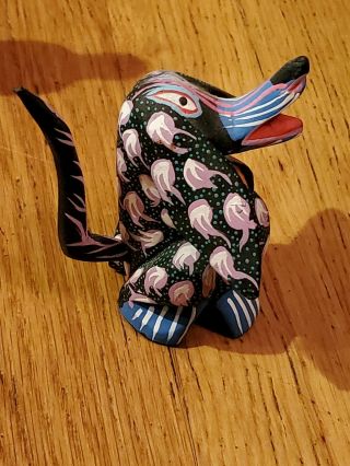 signed Oaxacan Wood Alebrije Folk MEXICAN Art carved dogs and sand art 2