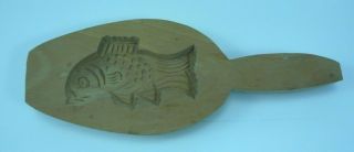 Vintage Folk Art Carved Wooden Butter Mold Paddle Decorative Food Tool