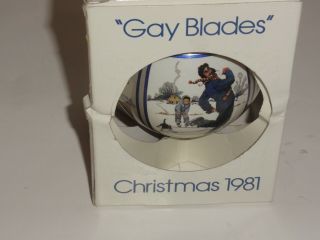 Norman Rockwell Gay Blades Christmas 1981 Ball Ornament Orig Box Vintage