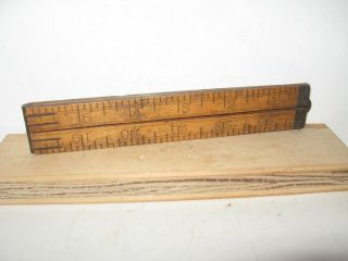 Vintage C - S Co.  24 " Folding Rule Ruler No.  68 - Wood & Brass
