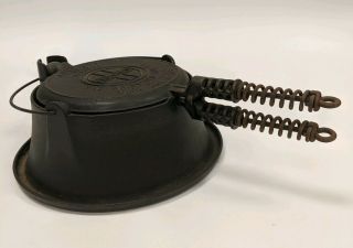 Vintage Griswold 8 Cast Iron Waffle Maker On Tall Coal Stand