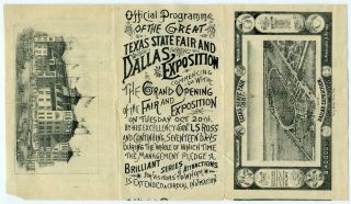Official Programme Of The Great Texas State Fair And Dallas Exposition 1887