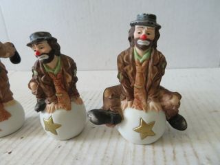 3 Vintage Emmett Kelly Jr Flambro Hobo Sad Clown Figurines On Ball Collectible 2