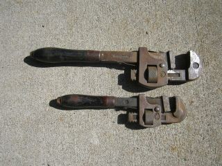 Vintage Merit Stillson 14 " Pipe Wrench (usa) With Vtg.  10 " Wrench (germany)