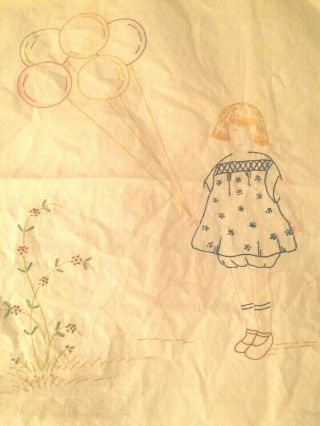 Child’s Vintage Hand Embroidered Coverlet And Pillow Case