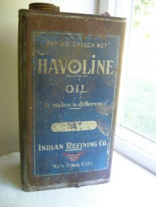 Vintage Havoline - Indian Refining Company One - Gallon Oil Can (texaco. ) No Major,