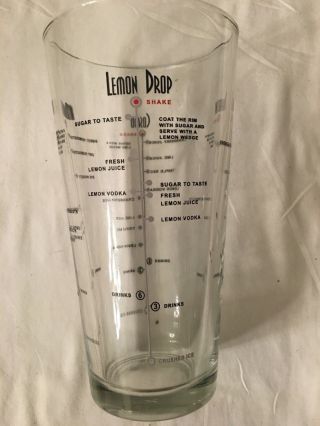Vintage Glass Cocktail Mixer - - Lemon Drop / Martini / Cosmo / Manhattan - Recipes