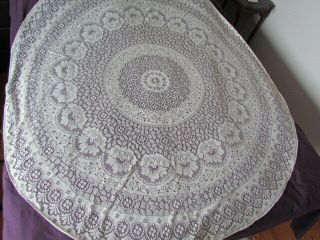 Vintage Quaker Lace Tablecloth Victorian Style Floral Design Nottingham Cream