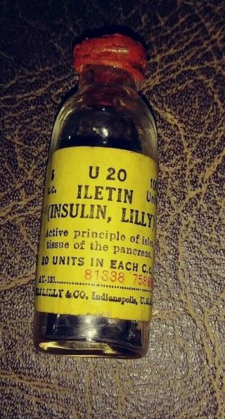 Very Old Antique Us Early Medical Empty Insulin Vials Phials Iletin U20