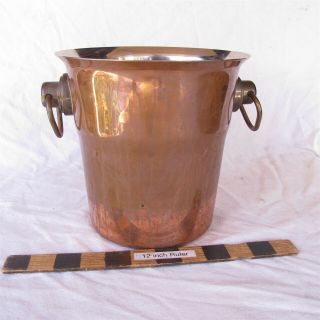 Large 8 " Tall Vtg Copper Ice Bucket By Spring Cullinox Swiss Made