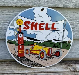 Vintage Shell Gasoline Porcelain Auto Gas Service Station Pump Plate Sign