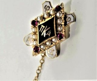 Pi Kappa Alpha Pin Badge 14k Gold (6.  02gm) W/pearls & Rubies Ext.
