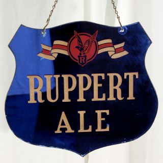Jacob Ruppert •ale• Reverse - Glass Rog Shield Beer Sign York Ny Knickerbocker