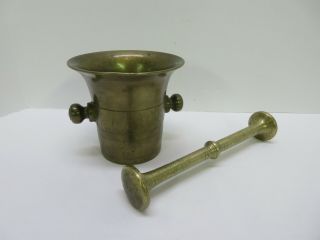 Vintage Solid Brass Mortar And Pestal Apothecary Heavy 5lb 8oz