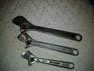 Vtg Crescent Brand 12 ",  10 ",  8 " Adjustable Crescent Wrenches Made In U.  S.  A.