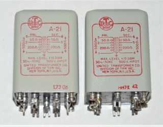 (2) Utc A - 21 Vintage Audio Line Matching Transformers