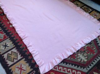 Vintage North Star Pink Blanket With Satin Trim 2