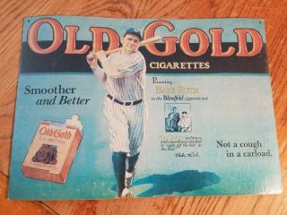 Vintage Old Gold Cigarette Babe Ruth Store Display Sign Baseball York Yankee