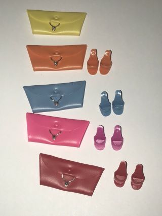 Vtg Mattel Barbie & Midge Color Coordinates 1832 Purse Shoes Set 1964 1965
