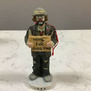 Collectible Emmett Kelly Jr Clown Figurine 1992 Christmas Ornament By Flambro
