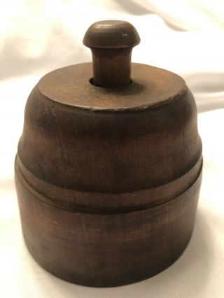 Wood Dome Butter Mold Large Antique With Flower Imprint