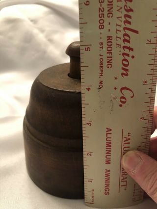 Wood Dome Butter Mold Large Antique With Flower Imprint 2
