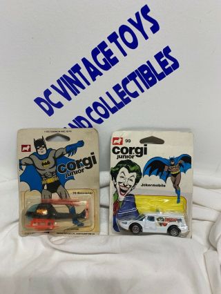 Vintage Corgi Jr Jokermobile Joker Car Dc & Batcopter Batman Diecast Moc