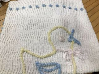 Vintage Chenille Baby Crib Spread Blanket Duck 39 X 59 Nursery Blanket