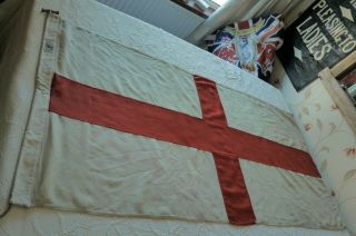 Handsome Mid Century Panel Stitched England Vintage Union Jack Flag Old