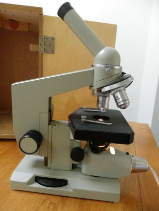 Vintage Lomo Biolam Microscope With Sl - 5 M/scope Illuminator A/f Please Read