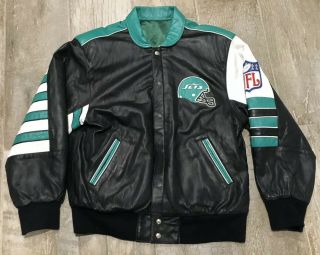 Vintage Jeff Hamilton York Jets Leather Reversible Jacket Large L