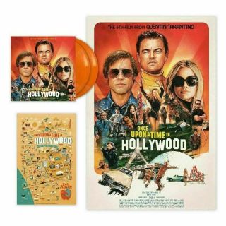 Once Upon A Time In Hollywood Soundtrack 2xlp Orange Vinyl Insert Poster
