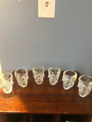 Set Of 6 Crystal Head Vodka Skull Shaped Shot Glasses 2 Oz Dan Akroyd