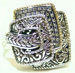 Samuel B Behnam Bjc Natural Stone 18k Gold Vintage Sterling Silver 925 Ring Deco