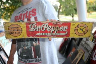 Vintage 1939 Dr Pepper Soda Pop Gas Station 20 " Embossed Metal Sign