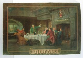 1930s Tin Lithograph Toby Beer Ale Advertising Sign Tin Litho Charington Brewery