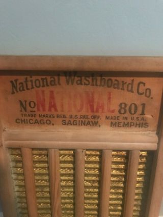 Antique National Washboard Co.  801 Chicago Saginaw Memphis Primitive Rustic 2