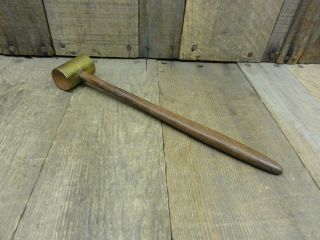 Antique Vintage Concave Convex Wooden Brass Hammer Dental Old Tool