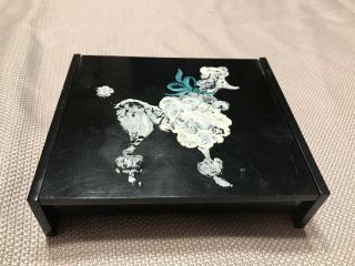 Vintage Mid Century Black Plastic Trinket Box Painted French Poodle Mcm
