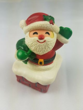 Christmas Hallmark Trinket Box Santa Claus Coming Out Of Chimney W/ Sack