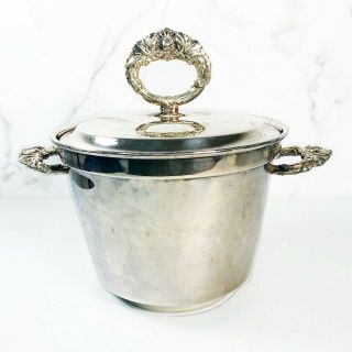 Vintage Victorian Silver Plate Ice Bucket Ep Copper 1969 Canada Wine Champagne